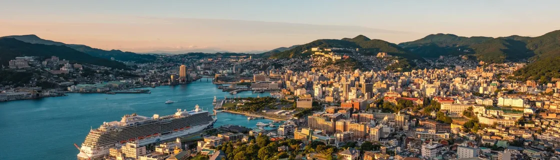 Cruise ship docked at the port of Nagasaki, Japan